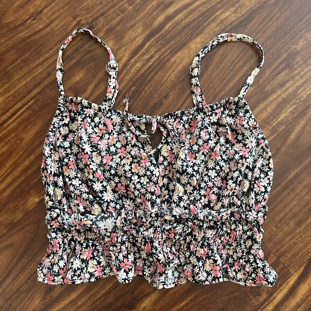 floral smocked crop top